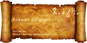 Kotvan Ágnes névjegykártya