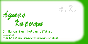 agnes kotvan business card